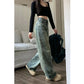 Vintage Baggy Straight Denim Trousers Y2K High Waist Loose Wide Leg Jeans Women Streetwear All-Match Casual Pants