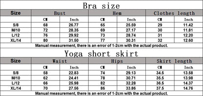Women's Yoga Matching Set 2 Piece Sport Bra High Waist Sports Short Skirt Gym Fitness Sleeveless Workout Suit Sportswear
