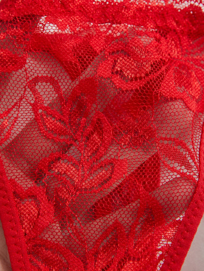 3 Pack Women's Lace Panties Underwear Adjustable Strap Floral Lace Sheer Mesh Thong G String The Clothing Company Sydney