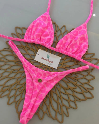 2 Piece Swimwear Leopard Printed Micro Bikini Set Striped Beachwear Summer Swimsuit Two-pieces Thong Bathing Suit