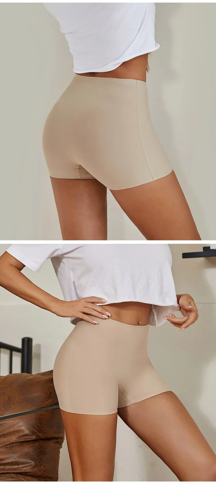 Women's Seamless Ice Silk Solid Biker Leggings Sports Yoga Pants Shorts