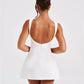 White Backless Patchwork Fashion Summer Elegant Party Mini Dress