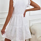 Summer Fashion Women's Mini Dress Casual White Sleeveless High Waist Beach Cotton Short Dress