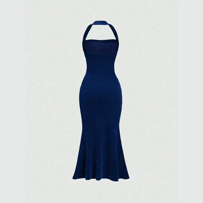 Women's Summer Elegant Plain Sleeveless Halter Neck Wrap Maxi Prom Dresses The Clothing Company Sydney