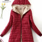 Women's Jacket Winter Mid Length Hooded Fit Plus Fleece Cotton Padded Coat Warm Lamb Fleece Parkas Winter Jackets