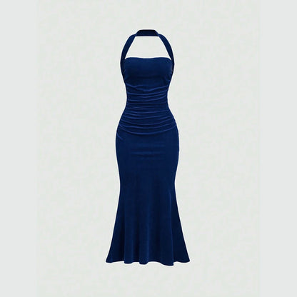 Women's Summer Elegant Plain Sleeveless Halter Neck Wrap Maxi Prom Dresses The Clothing Company Sydney