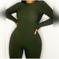 Casual Women's Knitted Bodycon Jumpsuit Fashion Long Sleeve Short Sport One-piece Suit Spring Back Zipper Yoga Playsuit The Clothing Company Sydney