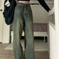 Vintage Baggy Straight Denim Trousers Y2K High Waist Loose Wide Leg Jeans Women Streetwear All-Match Casual Pants