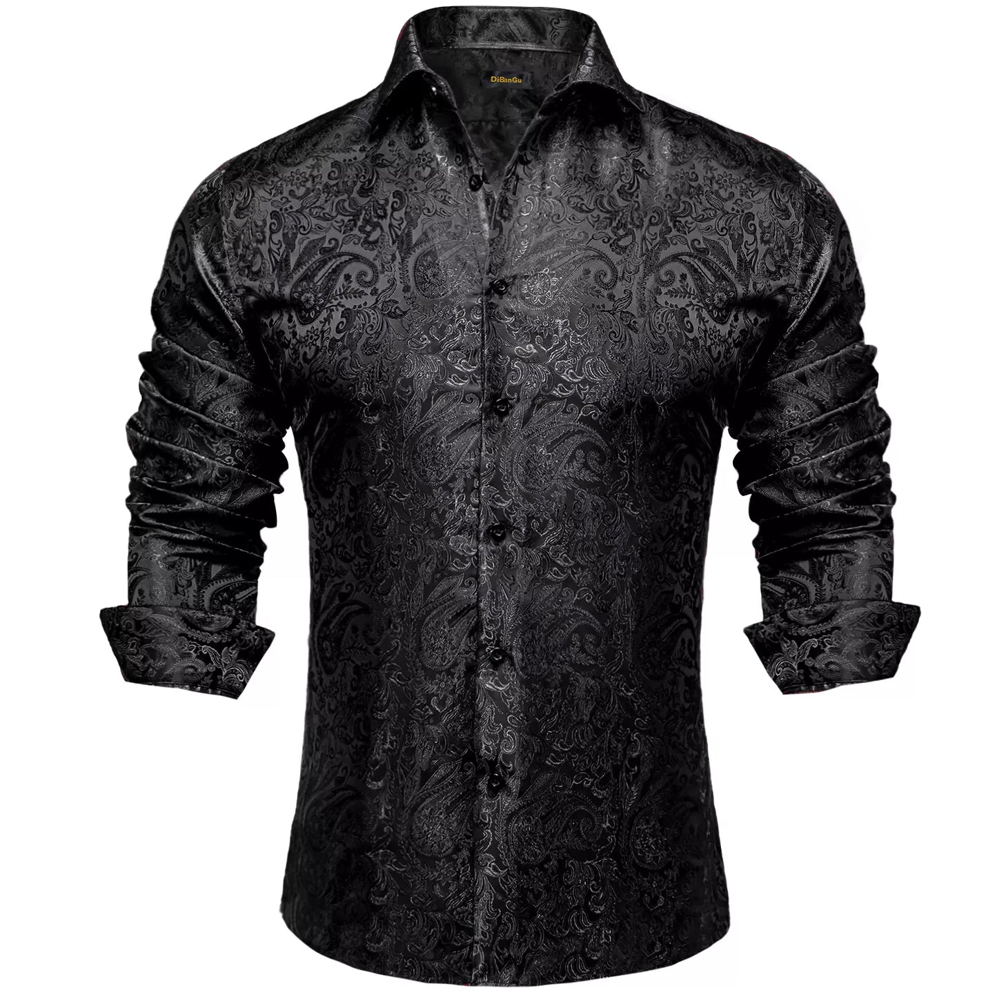 Men's Long Sleeve Black Paisley Silk Dress Shirts Casual Tuxedo Wedding Party Shirt Luxury Designer Men Clothing The Clothing Company Sydney