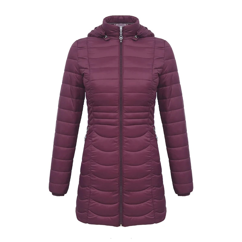 Winter Ultralight Warm Long Parka Coat Hooded Women Outdoor Padded Cotton Clothing Outerwear Jacket