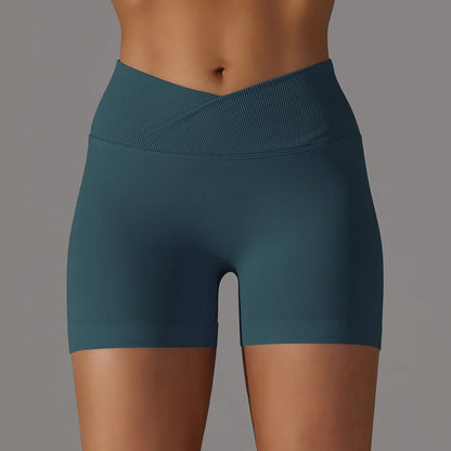 Crossover Waist Women Sport Shorts Yoga Shorts Gym Workout Running High Waist Yoga Shorts Push Up Hip Seamless Fitness Shorts The Clothing Company Sydney