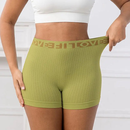 Ribbed Yoga Seamless High Waist Elastic Breathable Quick Dry Fitness Running Casual Sports Bike Shorts for Women