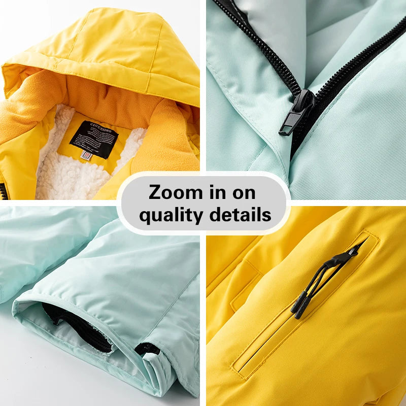2 Piece Winter Children's skiing suit windproof Jacket and Pants waterproof thick coat for warm Snow Ski Set