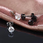 3-8mm Small Black Silver Colour Earrings Stone CZ Crystal Ear Studs Surgical Steel Cubic Unisex Accessories