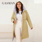 Women's jacket spring zipper long trench hooded outwear parka coat