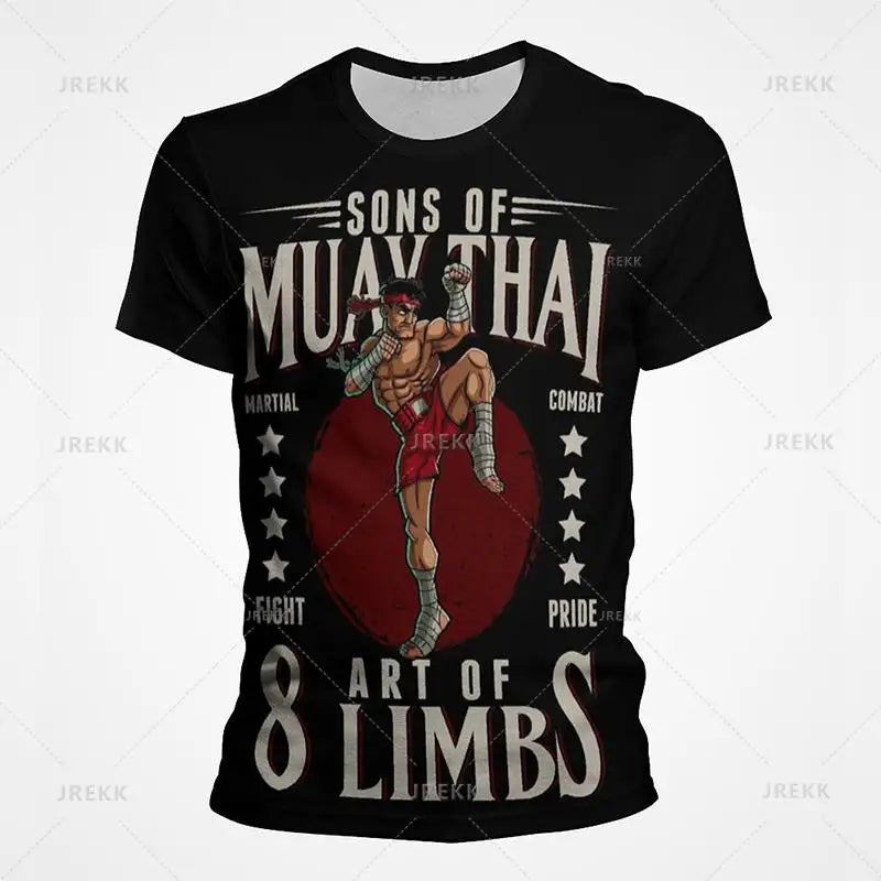 Muay Thai Gym Graphic T Shirt For Men Women Kids 3D Thai Boxing Sports Printed Tee Shirts Streetwear Short Sleeves Quick Dry Top - The Clothing Company Sydney