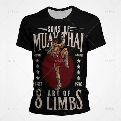 Muay Thai Gym Graphic T Shirt For Men Women Kids 3D Thai Boxing Sports Printed Tee Shirts Streetwear Short Sleeves Quick Dry Top - The Clothing Company Sydney