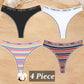 4 Piece Set Women's Cotton Colourful Stripe Panties Underwear G-Strings Rainbow Thongs Female Soft Breathable Intimates Lingerie The Clothing Company Sydney