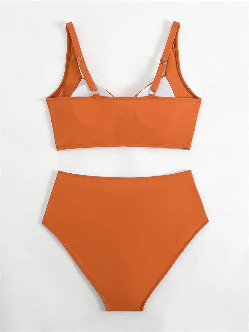 High Waist Women’s Two Piece Swimsuit Bikini Swimwear Beach Surfing Classical Bathing Suit