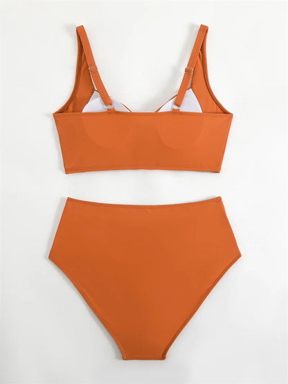 High Waist Women’s Two Piece Swimsuit Bikini Swimwear Beach Surfing Classical Bathing Suit