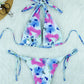 Bikini Swimsuit Women Halter Lace Up Swimwear Tie Dye Bikinis Thong Bathing Suit For Female Summer Beach Wear