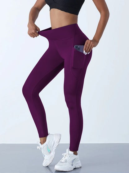 High Waist Women's Leggings Stretch Yoga Pants Tights With Pockets Push Up Fitness Running Sportswear