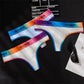 2 Pack Panties Cotton for Women Thong Rainbow Colour Underwear Ladies Elasticity G-string Briefs