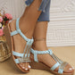 Women's Wedge Sandals Summer Shoes Shiny Rhinestones Elastic Platform Peep Toe Outdoor Sandals