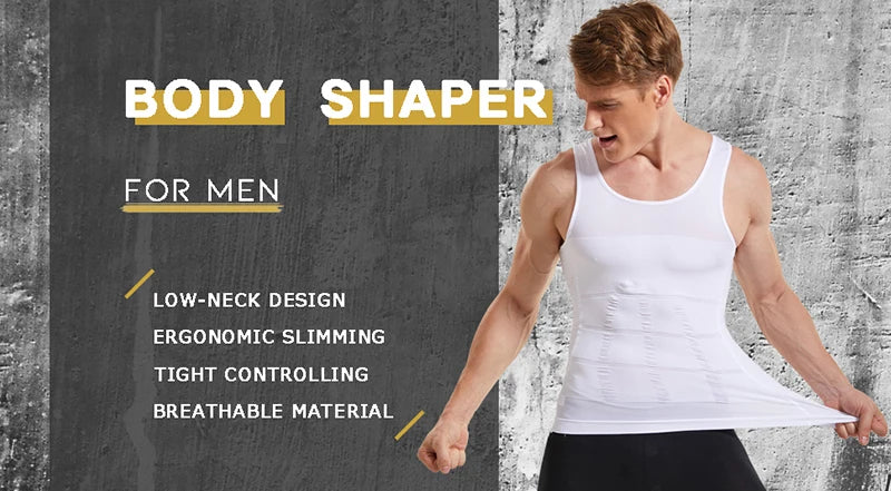 Men's Body Shaper Vest Shirt Abs Gym Workout Compression Tank Top Sleeveless Shapewear