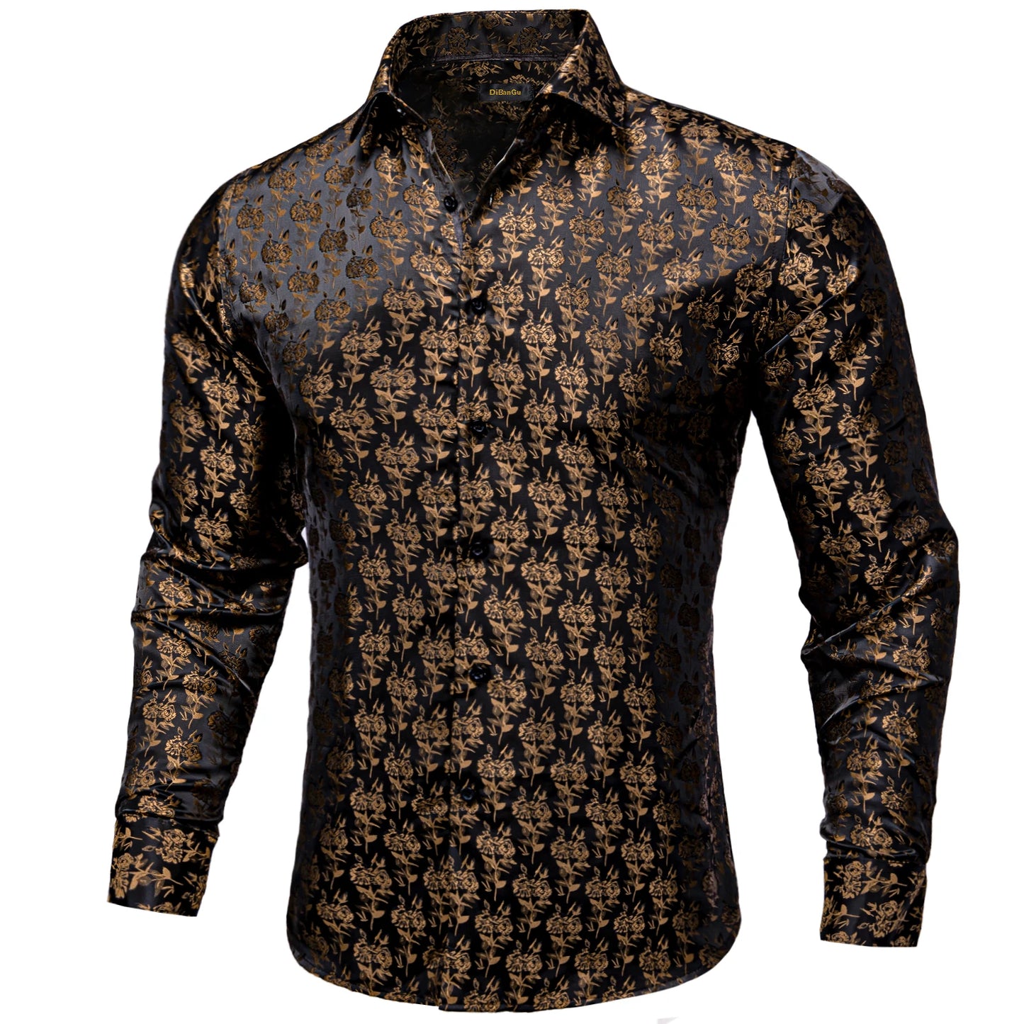 Men's Long Sleeve Black Paisley Silk Dress Shirts Casual Tuxedo Wedding Party Shirt Luxury Designer Men Clothing The Clothing Company Sydney