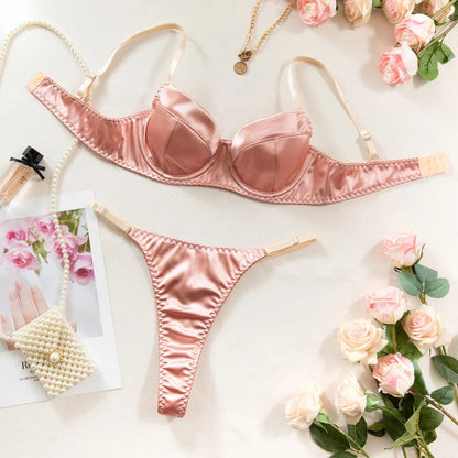 2 Piece Satin Lingerie Fancy Patchwork Bras And Thongs Underwear Suits Intimate Set The Clothing Company Sydney