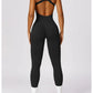 Seamless Gym Sport Jumpsuit Women Sportswear Hollow Backless Scrunch Fitness Overalls Push Up One Pieces Outfit Yoga Wear The Clothing Company Sydney