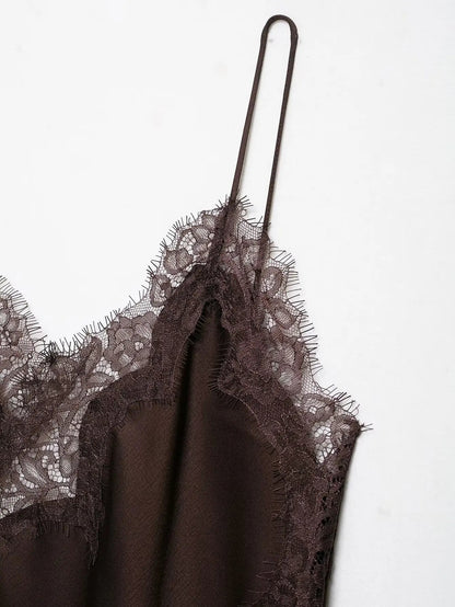 Lace Splicing Summer Sleeveless Asymmetry Dress Backless Slim Women's Party Sling Mini Dress The Clothing Company Sydney