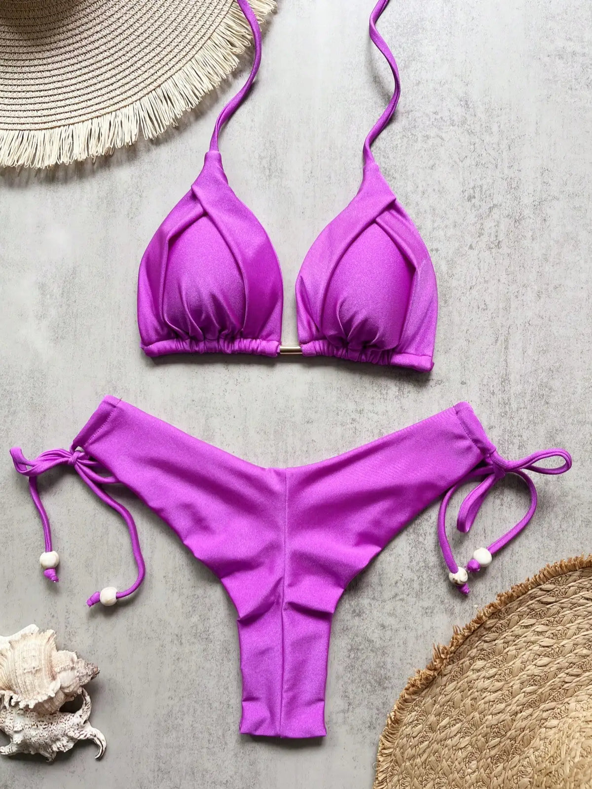 Two-piece micro bikini set for women featuring triangle swimwear from The Clothing Company Sydney, perfect for beachwear and swimming.