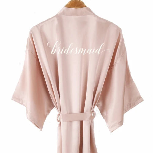 Champagne bathrobe bride bridal party sister team shower sleepwear bridesmaid wedding short robes