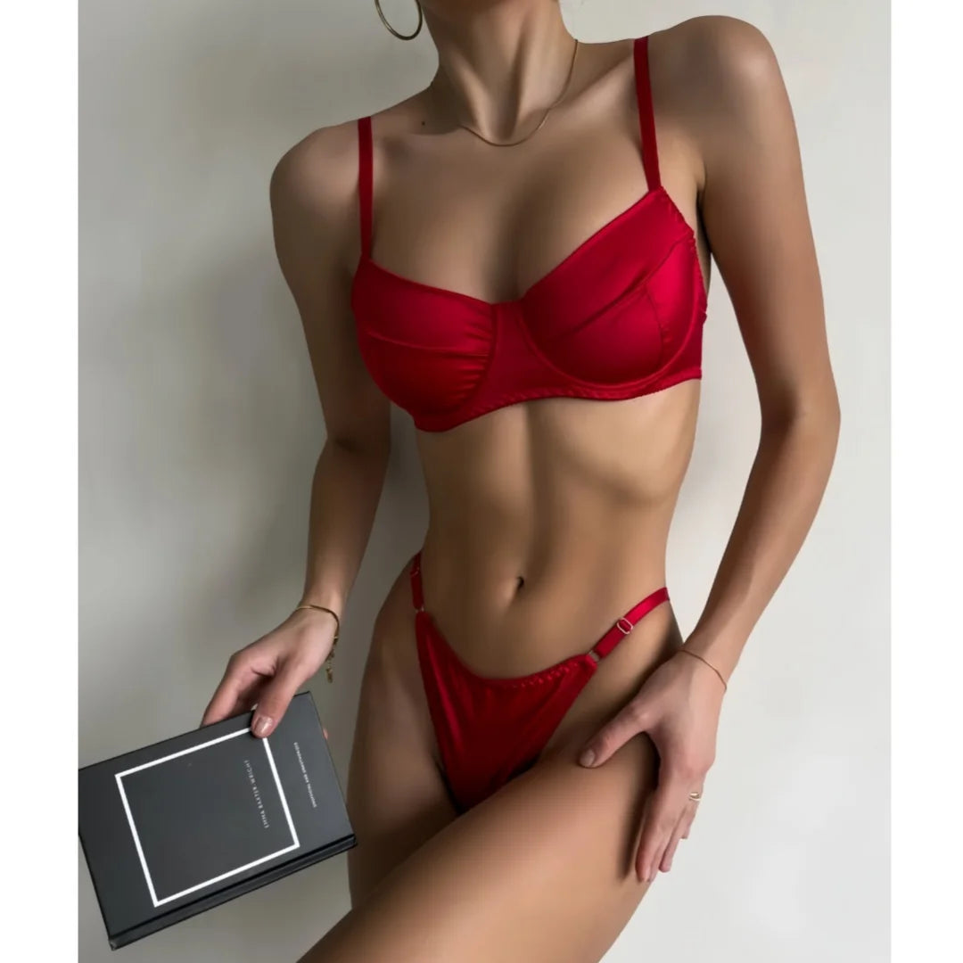 2 Piece Satin Lingerie Fancy Patchwork Bras And Thongs Underwear Suits Intimate Set The Clothing Company Sydney