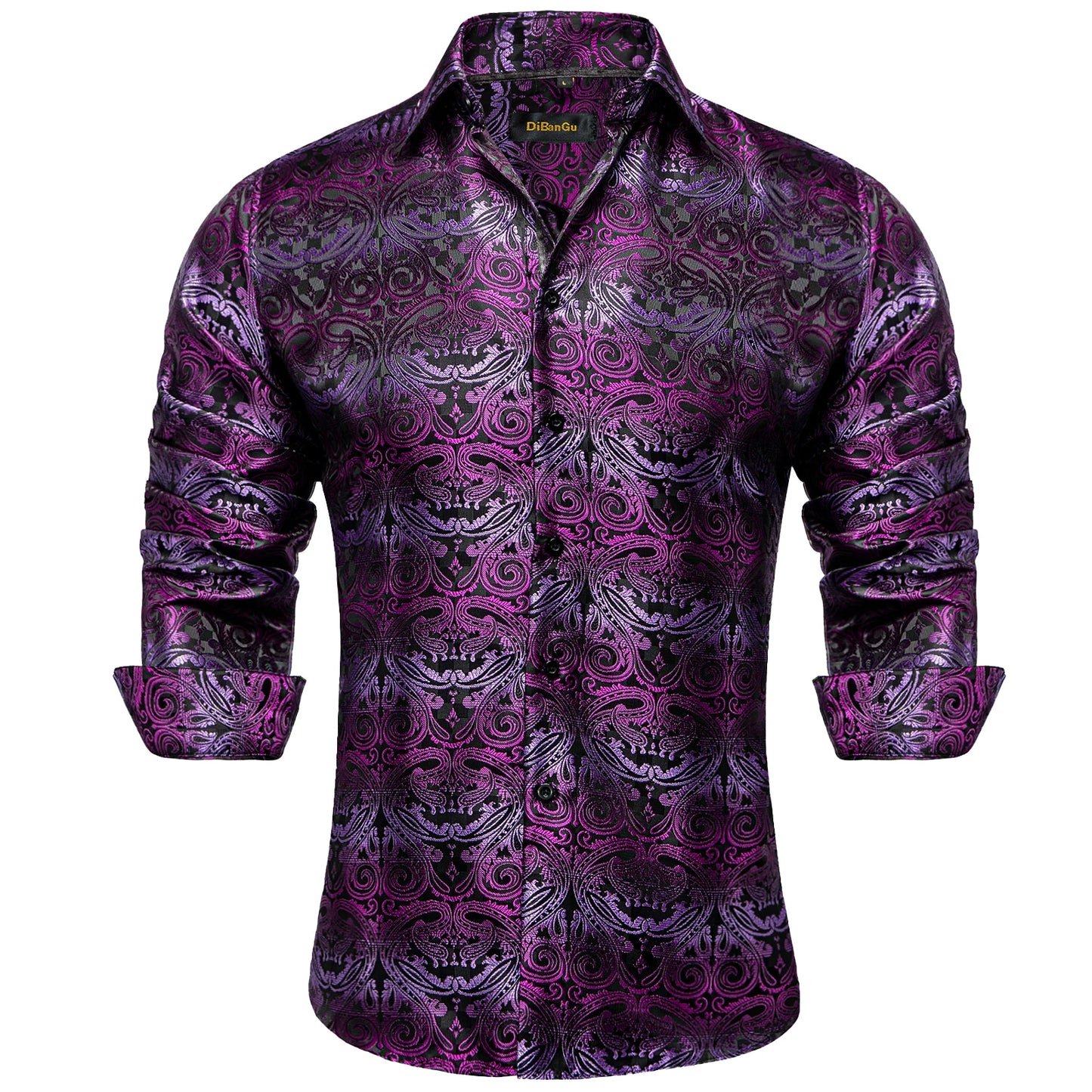 Men's Long Sleeve Black Paisley Silk Dress Shirts Casual Tuxedo Wedding Party Shirt Luxury Designer Men Clothing The Clothing Company Sydney