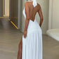 Halter Deep V Neck Backless Maxi Sleeveless Thigh High Split Long Dress The Clothing Company Sydney