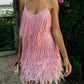 Summer Pink Party Dress Evening Luxury Women's Tassel Fringed Bodycon Dress Club Outfit