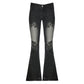 Vintage Floral Skinny Flare Jeans Denim Low Rise Y2K Chic Women's Trousers Distressed Gothic Pants The Clothing Company Sydney