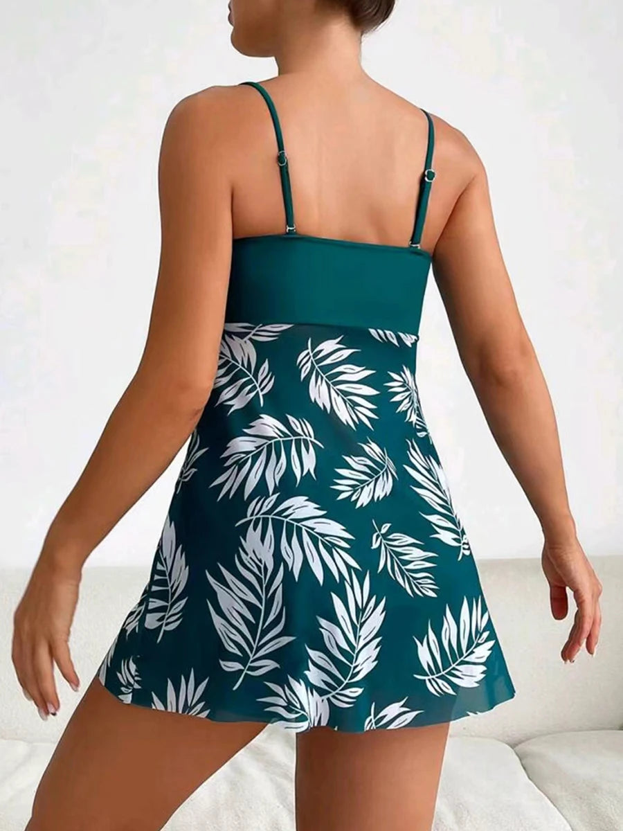 2 Piece Short Dress Tankini With Shorts Swimsuit Women's Swimwear Padded Printed Bathing Swim Suit Swimming Beachwear The Clothing Company Sydney