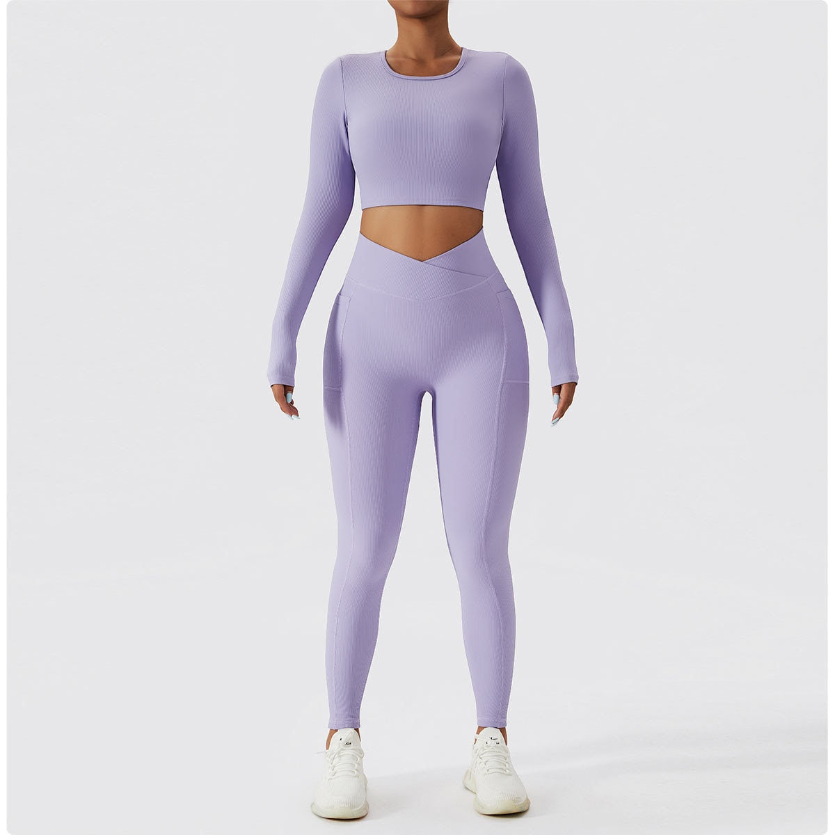 2 Piece Ribbed Yoga Set Women Suit For Fitness Sportswear Seamless Sports Suit Workout Clothes Tracksuit Sports Outfit Gym Clothing Wear The Clothing Company Sydney