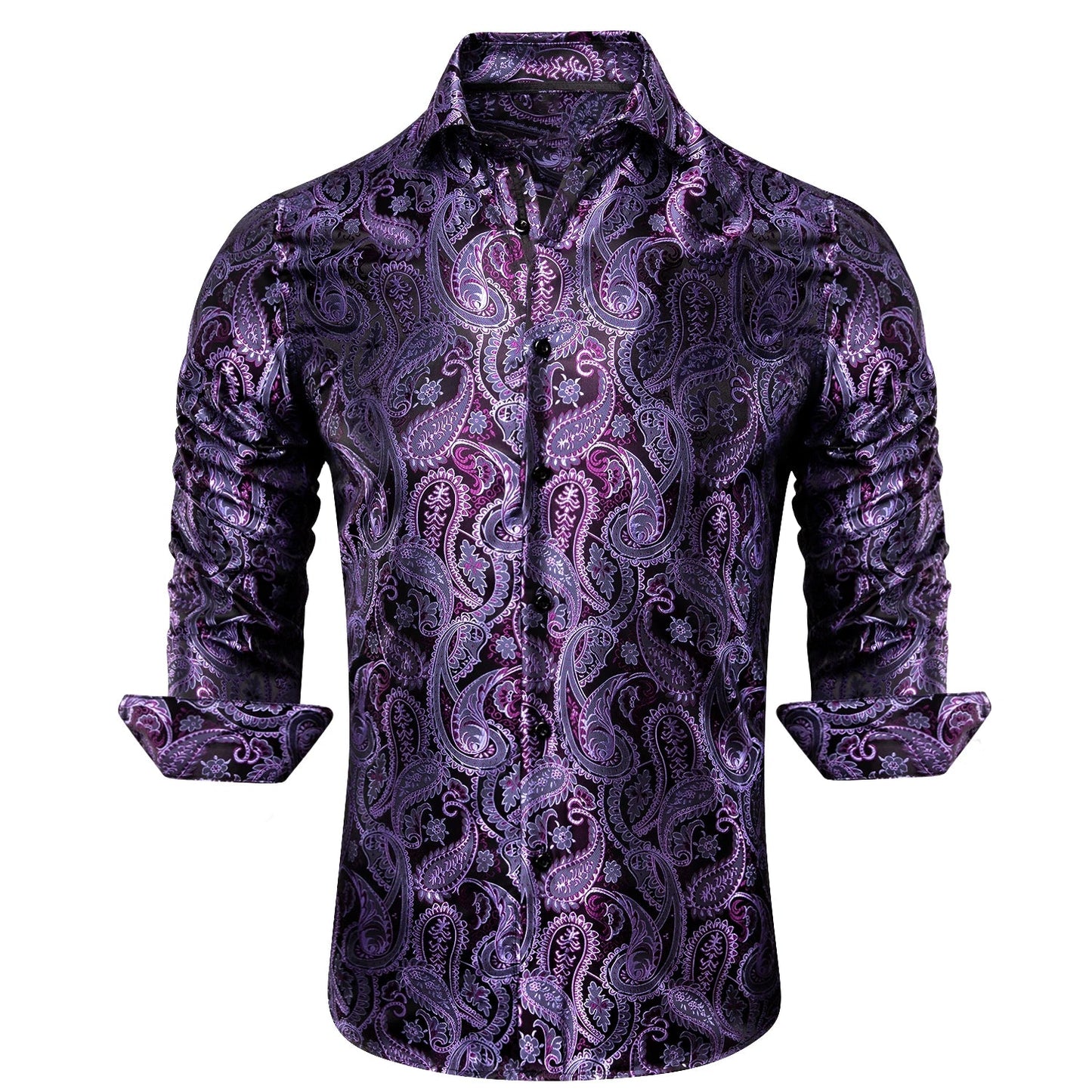 Gold Black Mens Silk Shirt Paisley Floral Long Sleeve Business Party Wedding Dress Shirt The Clothing Company Sydney
