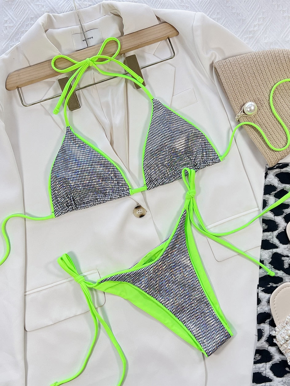2 Piece Leopard Micro Bikini Swimsuit Swimwear Thong Bikinis Sets Brazilian Halter Beach Wear Bathing Suits The Clothing Company Sydney