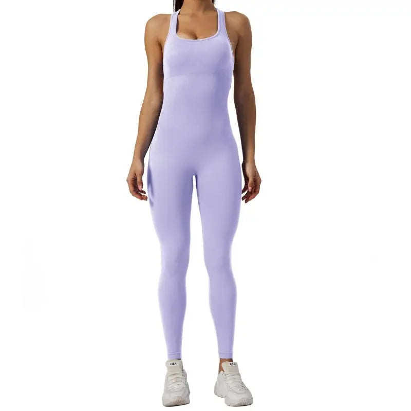 Women's Sleeveless Seamless Yoga Jumpsuits Workout Ribbed Playsuit Outfit Fitness Sportswear Activewear The Clothing Company Sydney