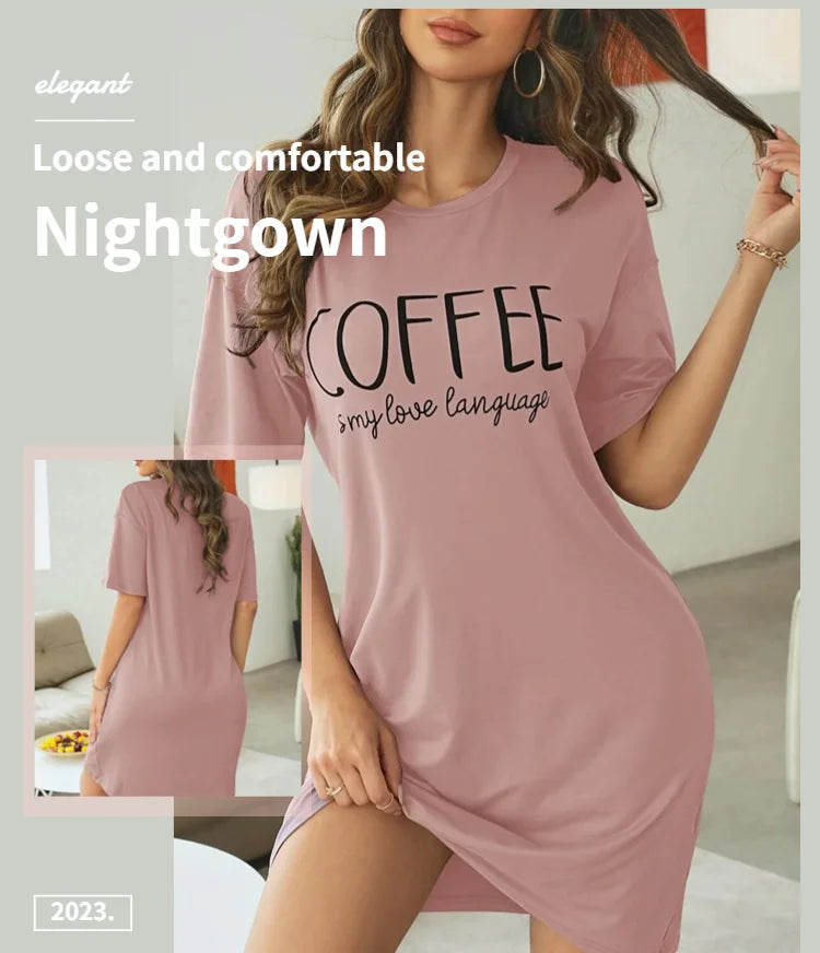 Women's Nightdress Short Sleeve Cartoon Nightgowns Sweet Casual Sleepwear Pyjamas Sleepdress The Clothing Company Sydney
