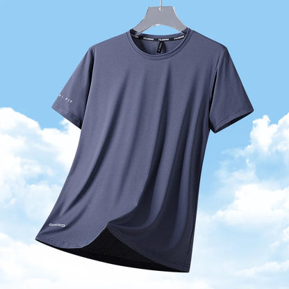 Ice Silk T-Shirts Men Plus Size Tshirt Tee Shirt Breathable Running Top
