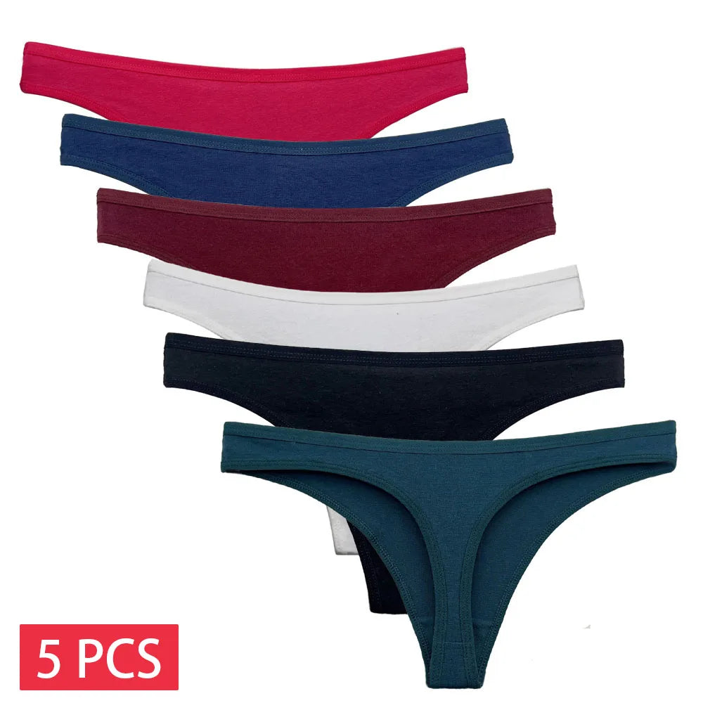 5 Piece Set Cotton Mix Panties G-String Womens Lingerie Thong Intimate Underwear The Clothing Company Sydney