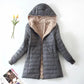 Women's Jacket Winter Mid Length Hooded Fit Plus Fleece Cotton Padded Coat Warm Lamb Fleece Parkas Winter Jackets