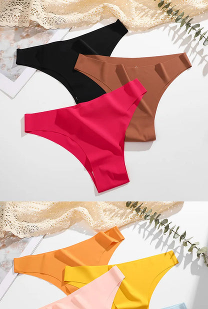 6 Pack Ice Silk Seamless Underwear Low Waisted Pants Breathable High Elasticity Lingerie Intimates Panties Briefs